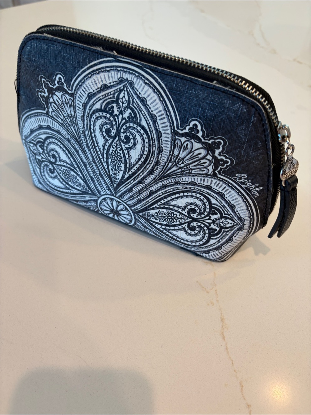 Brighton Black & White Floral Zip Cosmetic Case